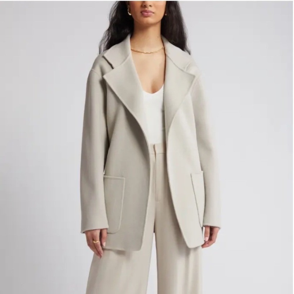 Rue‎ Sophie Dana Wool Jacket Sz Small Light Gray Long Sleeve Minimalist